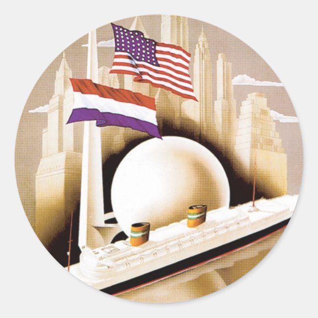 Holland America Line New York Runder Aufkleber (Vorderseite)