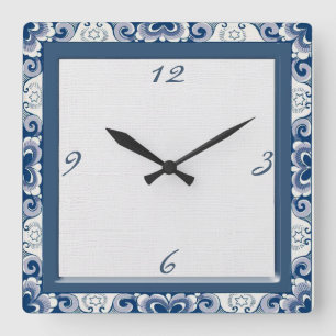 Holland Blaues Landhaus-Uhr Quadratische Wanduhr