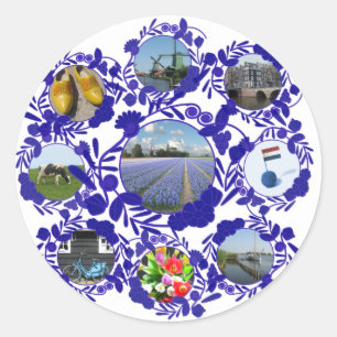 Holland Delft Blau Delftware Runder Aufkleber