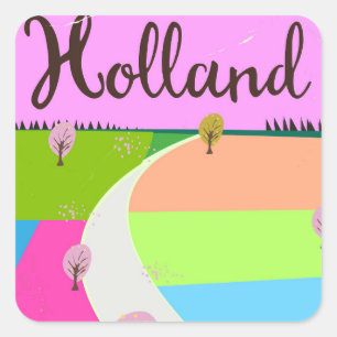 Holland Felder Reiseplakat Quadratischer Aufkleber