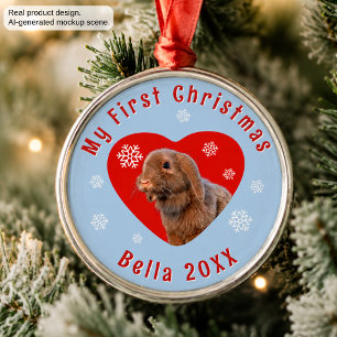 Holland Lop Erstes Weihnachten Benutzerdefiniertes Ornament Aus Metall