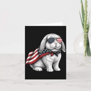 Holland Lop Kaninchen 4. Juli Amerikanische Flagge Karte