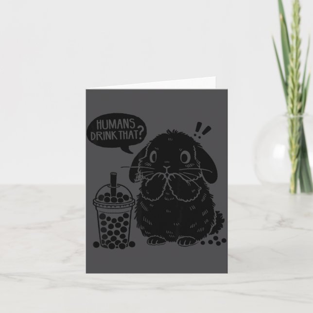 Holland Lop Rabbit And Boba Tea Funny Bunny Bubble Karte (Vorderseite)