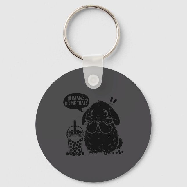 Holland Lop Rabbit And Boba Tea Funny Bunny Bubble Schlüsselanhänger (Vorderseite)