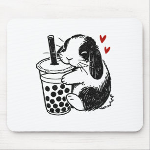 Holland Lop Rabbit Lieben Boba Tea Bunny and Bubbl Mousepad