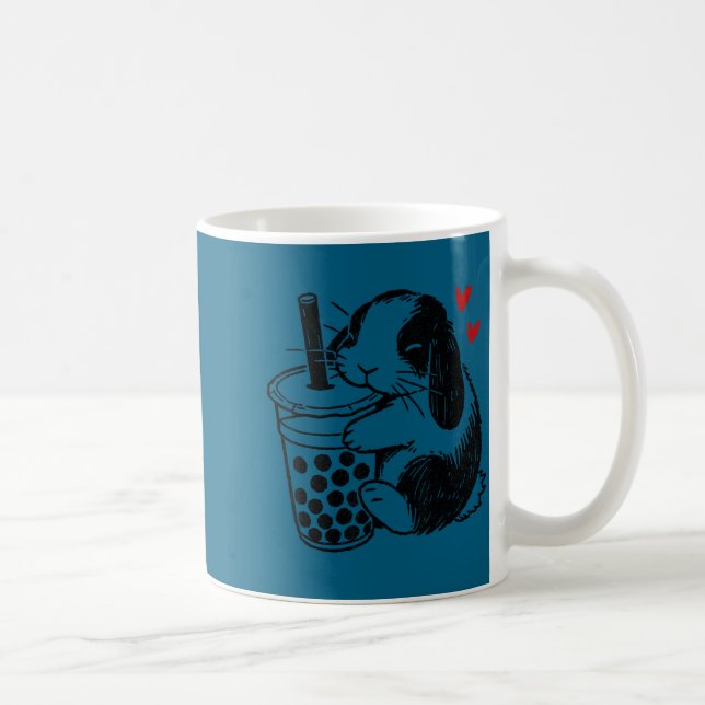 Holland Lop Rabbit Loves Boba Tea Bunny &amp; Bubb Kaffeetasse (Rechts)