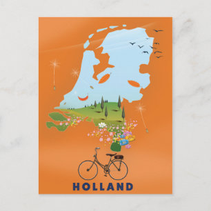 Holland Map Reiseplakat Postkarte