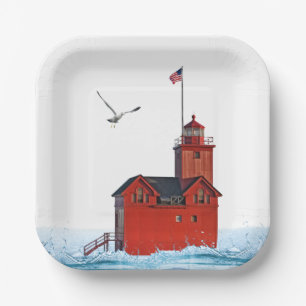Holland Michigan Big Red Lighthouse Pappteller