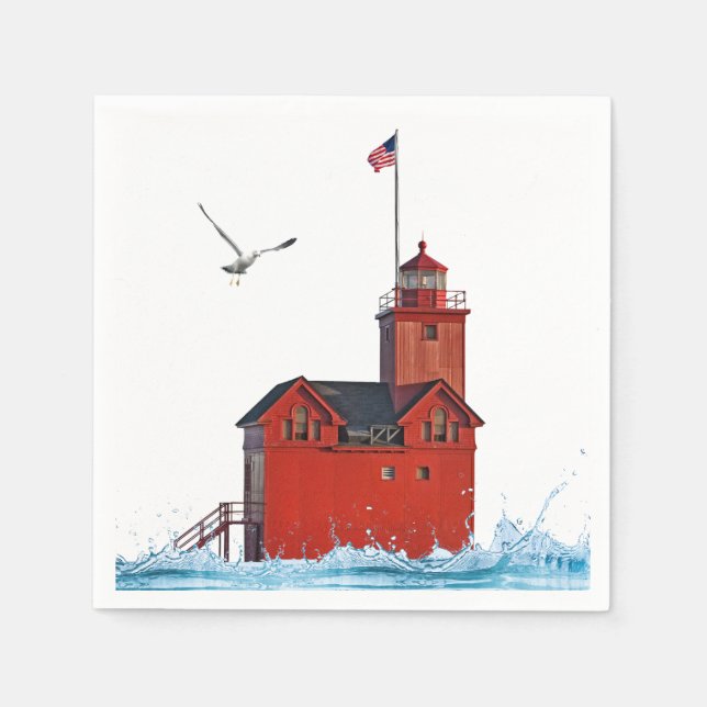 Holland Michigan Big Red Lighthouse Serviette (Vorderseite)