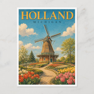 Holland Michigan Dutch Windmühle GeoSaga Postkarte