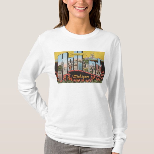Holland, Michigan - große Buchstabe-Szenen T-Shirt (Vorderseite)