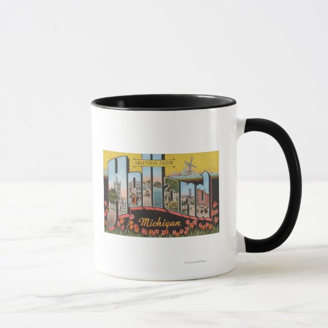 Holland, Michigan - Große Buchstabenszenen Tasse (Rechts)