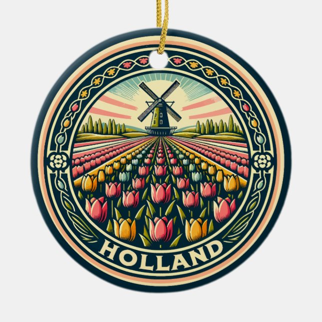 Holland Netherlands Travel Art Abzeichen Keramik Ornament (Vorne)