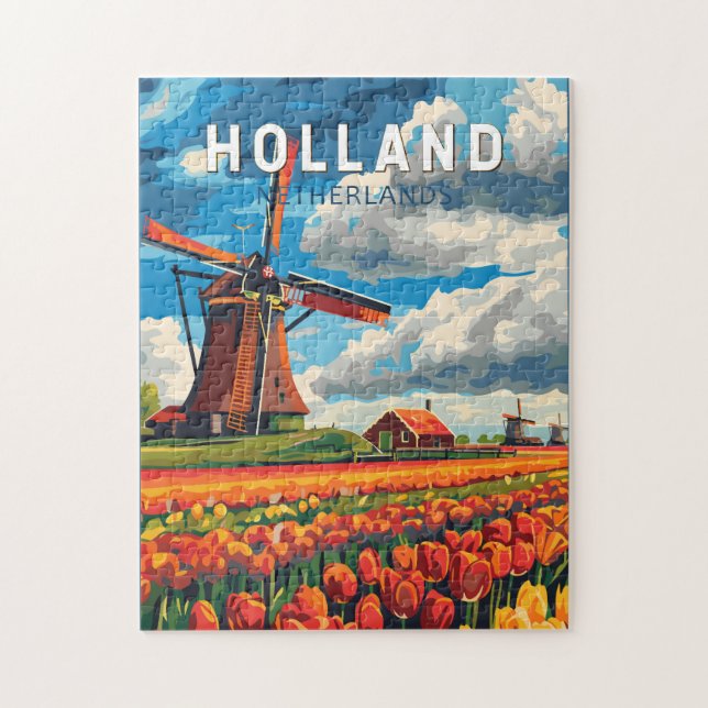 Holland Netherlands Travel Art Vintag (Vertikal)