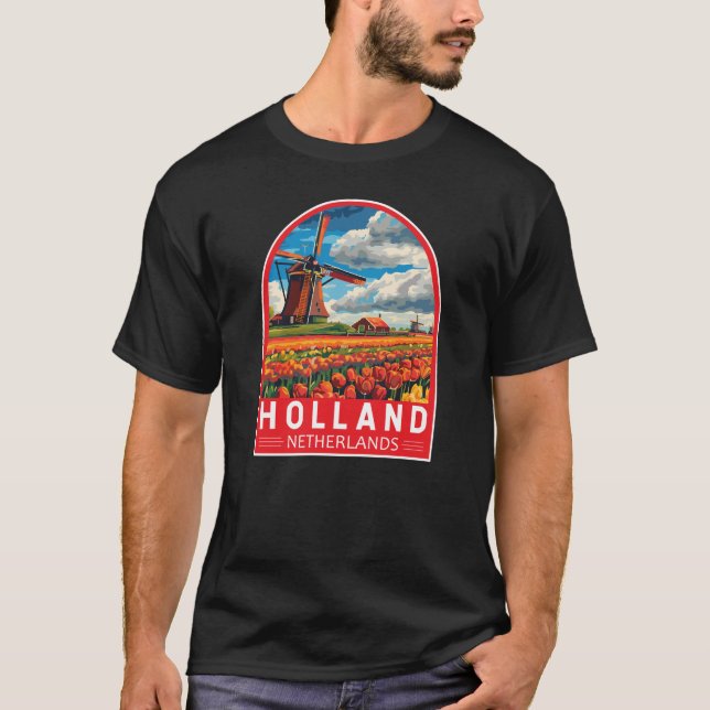 Holland Netherlands Travel Art Vintag T-Shirt (Vorderseite)