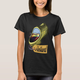 Holland Niederlande Clog Schuh Gelb Reise T-Shirt