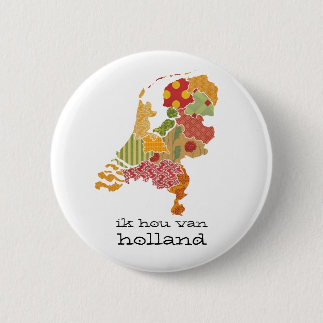 Holland-Provinz-Karten-Bohemische Patchwork-Art Button (Vorderseite)