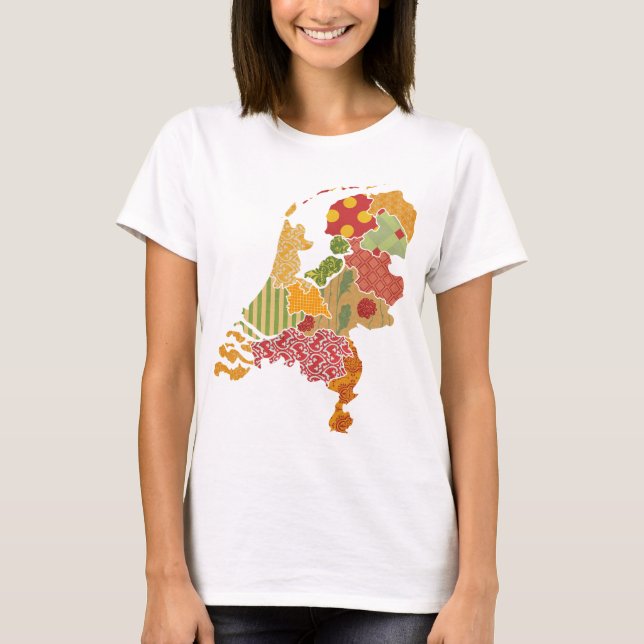 Holland-Provinz-Karten-Bohemische Patchwork-Art T-Shirt (Vorderseite)
