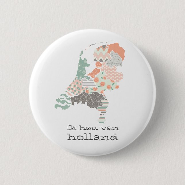 Holland-Provinz-Karten-geometrische Patchwork-Art Button (Vorderseite)