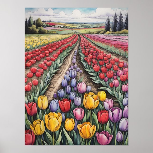 Holland Tulips Field Tulip Art Poster (Vorne)