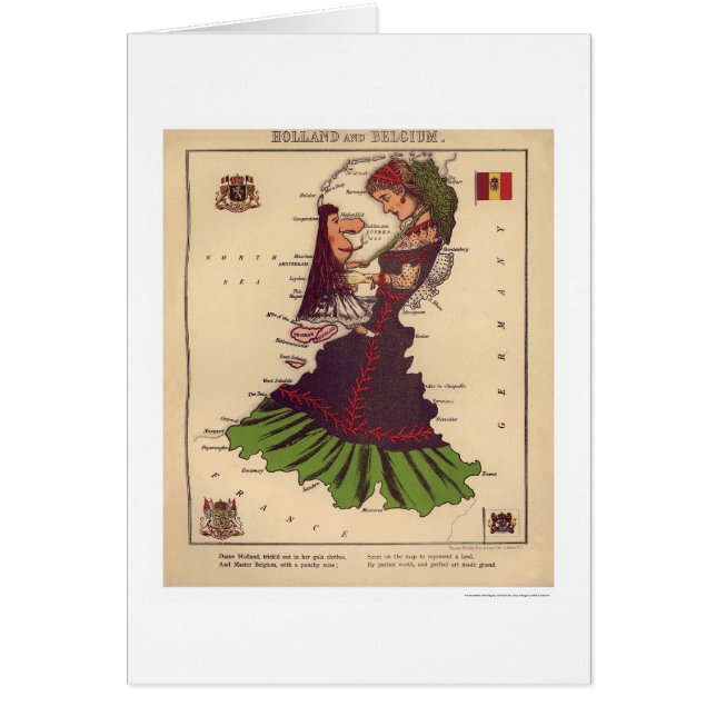 Holland- u. Belgien-Karikatur-Karte 1868 (Vorne)