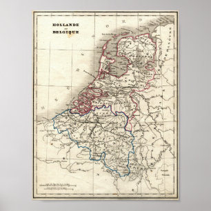 Holland und Belgien Karte Poster