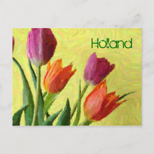 Holland, Vintag Impressionist Tulips Postcard Postkarte