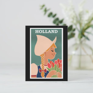 Holland, Vintage-Plakat, niederländisches Mädchen Postkarte