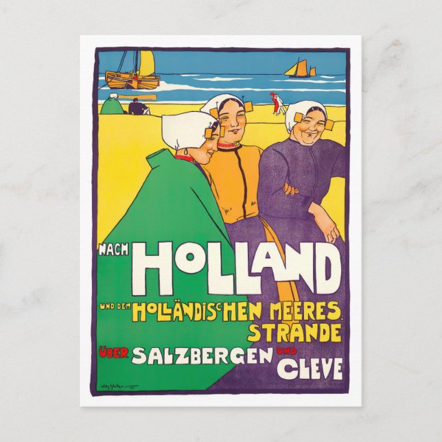 Holland Vintage Reise Postkarte (Vorderseite)