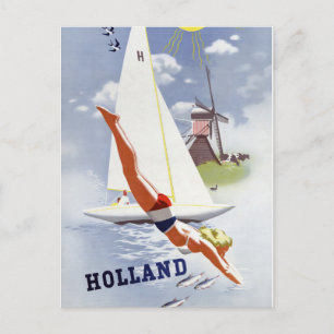 Holland Vintage-Reiseplakat restauriert Postkarte