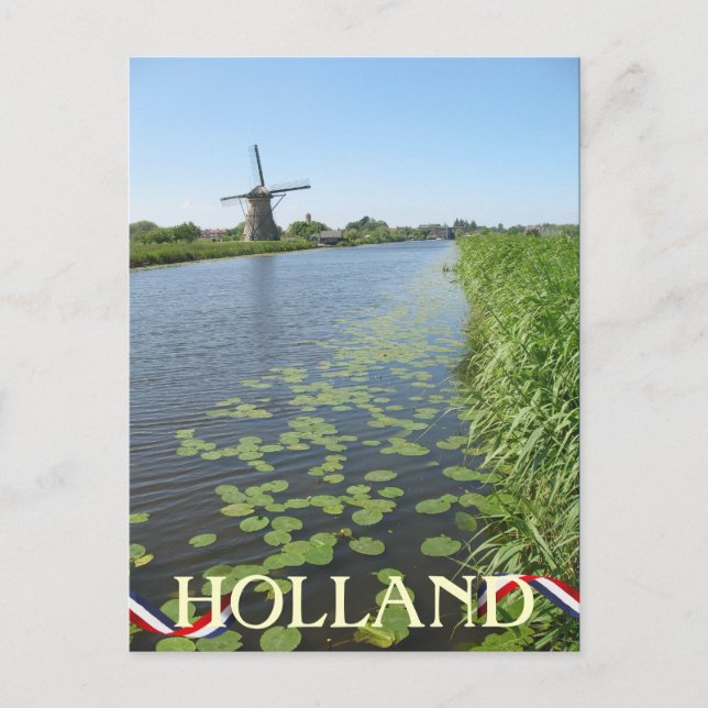 Holland Windmill entlang Canal Postcard Postkarte (Vorderseite)
