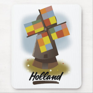 Holland-Windmühlen-Reiseposter Mousepad