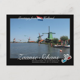 Holland Zaanse Schans Windmil Carte Postale 3D Ana
