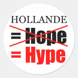 Hollande Not Hope = Hype !!!!!!!! Runder Aufkleber