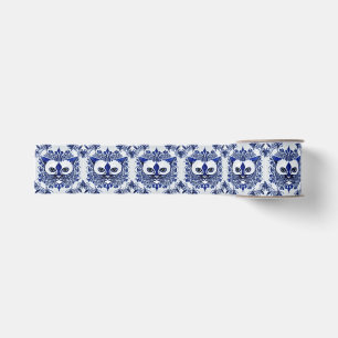 Holländisch Blue & White Style Cat Face for Animal Ripsband