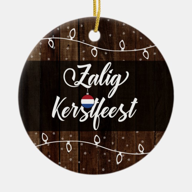 Holländisch frohe Weihnachten, Zalig Kerstfeest Ru Keramik Ornament (Vorne)