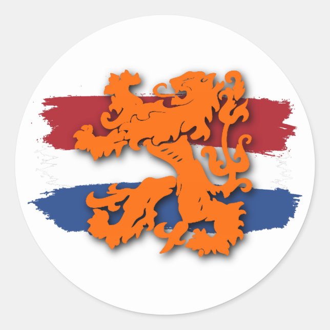 Holländisch Red White Blue Flag Orange Lion Team H Runder Aufkleber (Vorderseite)