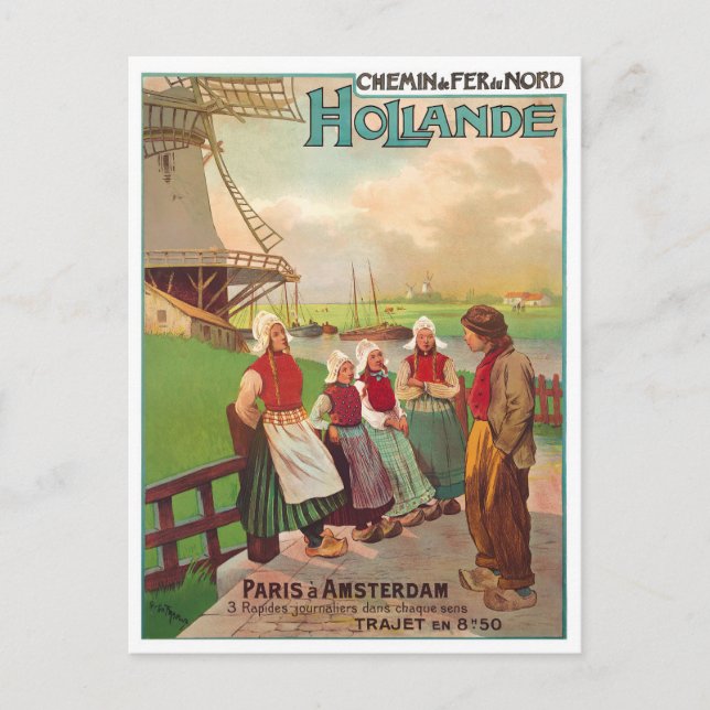 Holländische Bahnlinien Vintage Reise Postkarte (Vorderseite)