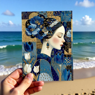 Holländische Dame Porträtmalerei des Goldenen Zeit Postkarte