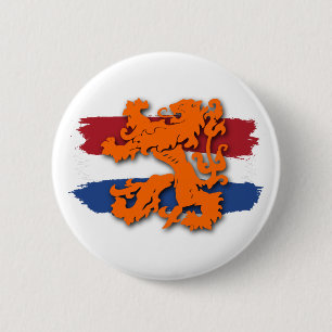 Holländische Flagge Orange Löwe Team Holland Button