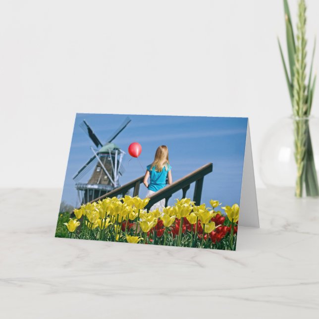 Holländische Frau mit Ballon Karte (Vorderseite)