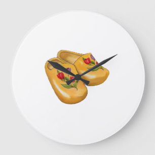 Holländische Holzschuhe mit Tulpen, Klompen, Holla Große Wanduhr