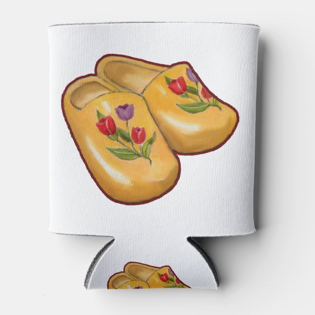 Holländische Holzschuhe, Tulpen, Holland, Kunst Dosenkühler (Vorderseite)