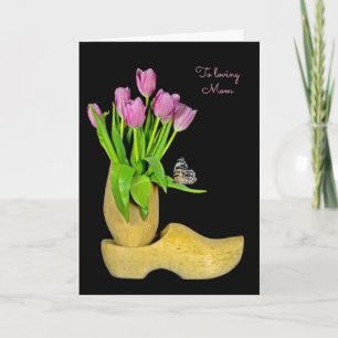 Holländische Holzschuhe und Tulpen Muttertag Karte