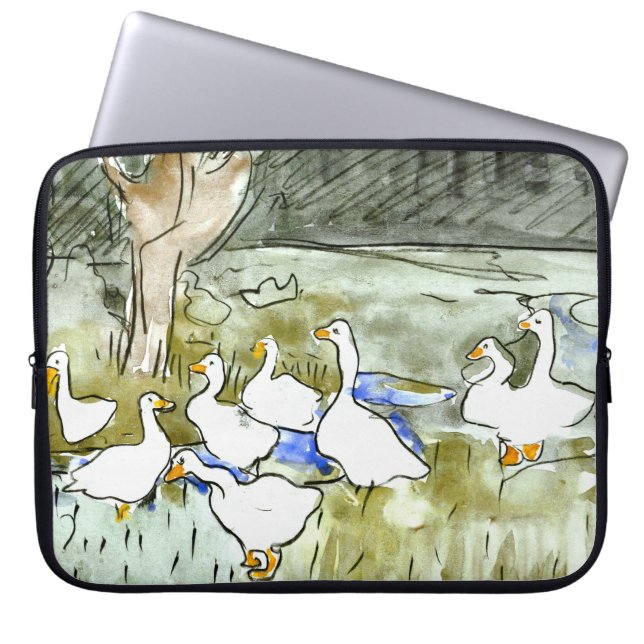 Holländische Jugendherbergen und Gänse Laptopschutzhülle (Vorderseite)