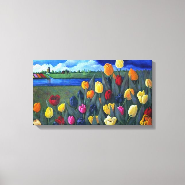 Holländische Tulips: Original Acrylmalerei: Blume Leinwanddruck (Vorderseite)