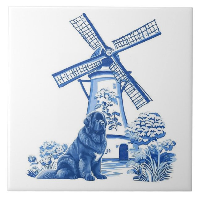 Holländische Windmühle Newfoundland Fliese (Vorderseite)