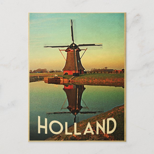 Holländische Windmühle Postkarte (Vorderseite)