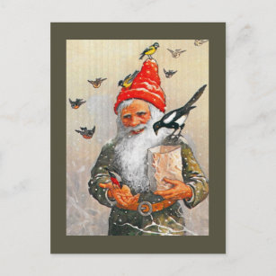 Holländischer Gnome Fütternd Vögel Postkarte