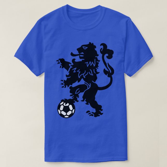 Holländischer Löwe mit Ball Niederländisch-Fußball T-Shirt (Design vorne)